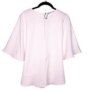 ZARA New Tie Back Blouse Top with Bell Sleeves Size Small in White